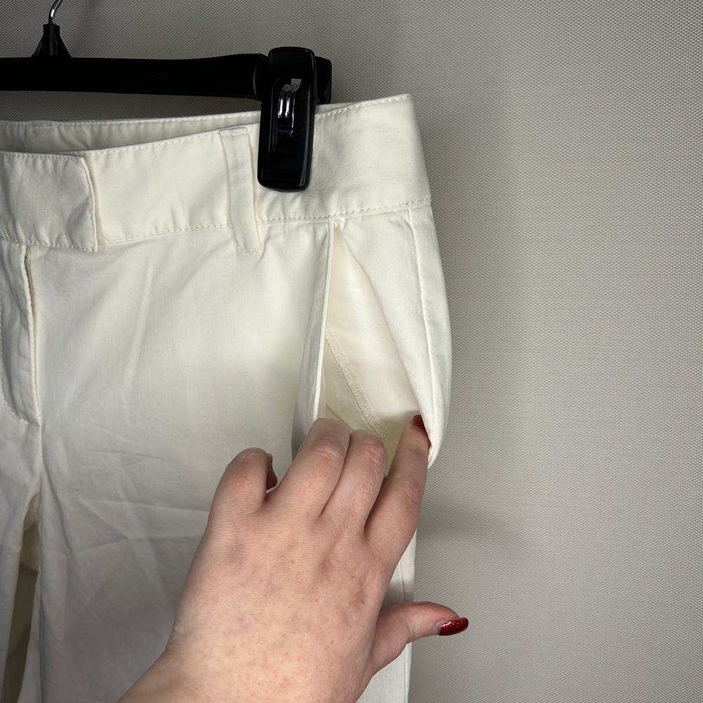 Ann Taylor Lindsay White Flare Pants Women 4 Cotton Blend Office Casual NWOT - Picture 3 of 10